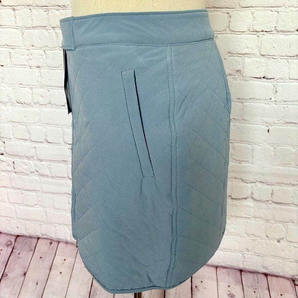 ATHLETA Apres Ski Blue Zippered Quilted Mini Skirt--2 - Picture 10 of 16